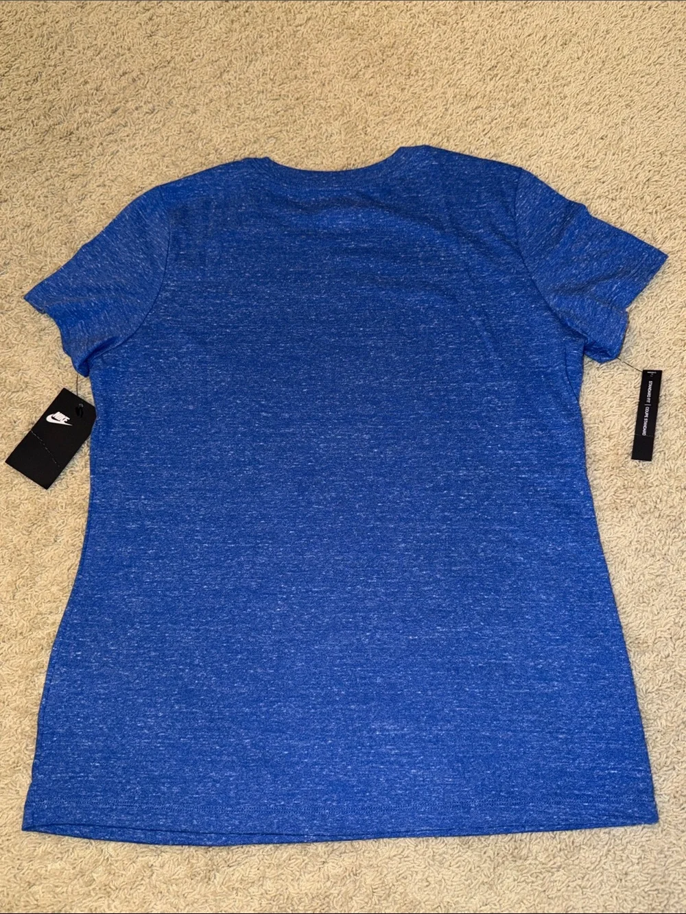 Nike Heather Blue Short Sleeve Tee with Red Swoosh